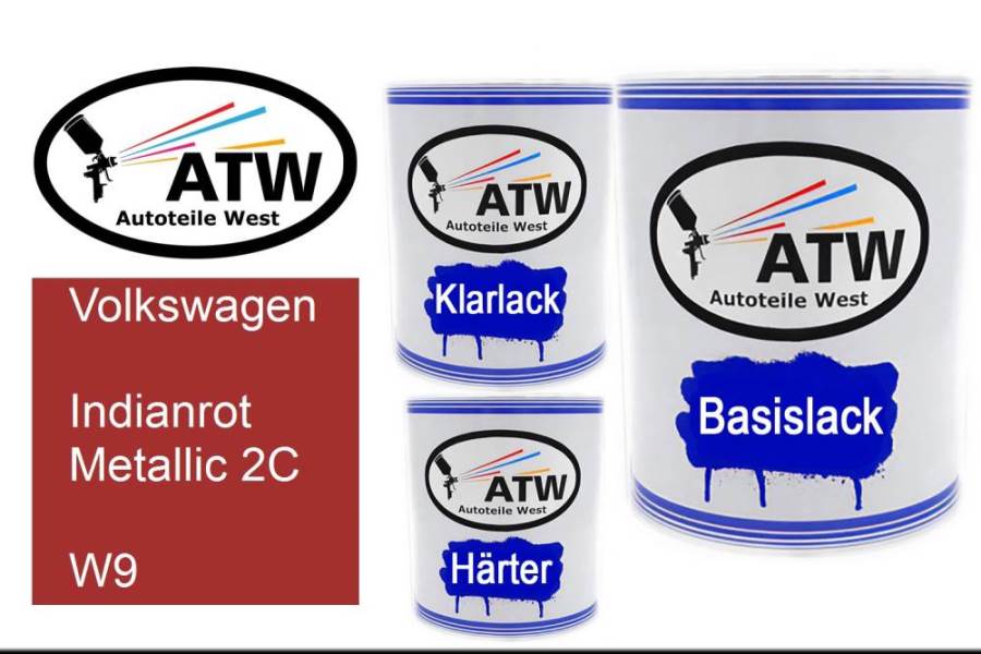 Volkswagen, Indianrot Metallic 2C, W9: 1L Lackdose + 1L Klarlack + 500ml Härter - Set, von ATW Autoteile West.